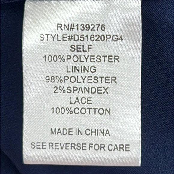 Daniel Rainn Dress Size S Navy Gray Rust Lined Cap Sleeves Elastic Waist EUC - Picture 8 of 12